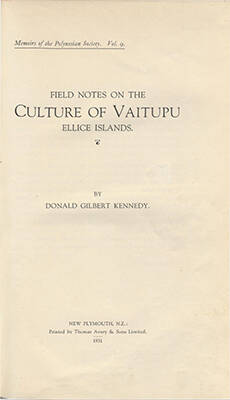 Field notes on the culture of Vaitupu, Ellice Islands